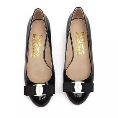 Ferragamo Shallow mouth Block heel Shoes Women--027